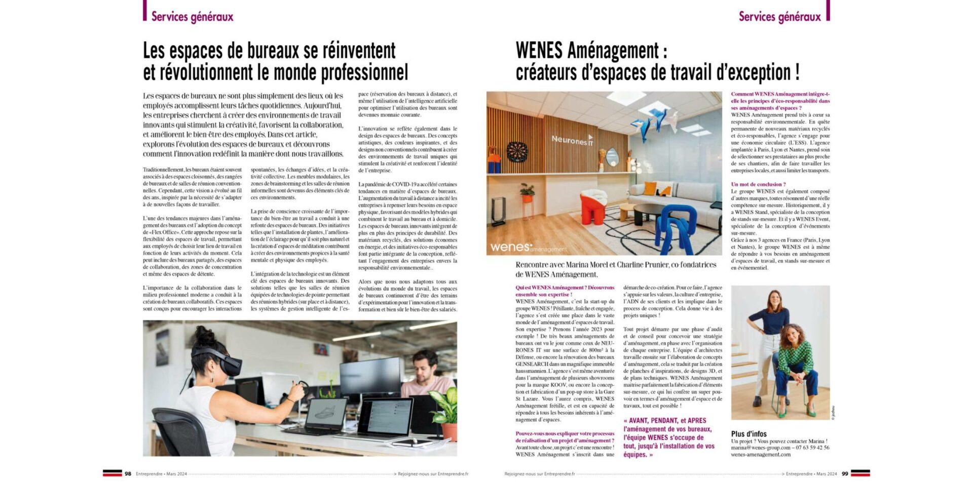 Page intérieur droite de l'article entreprendre