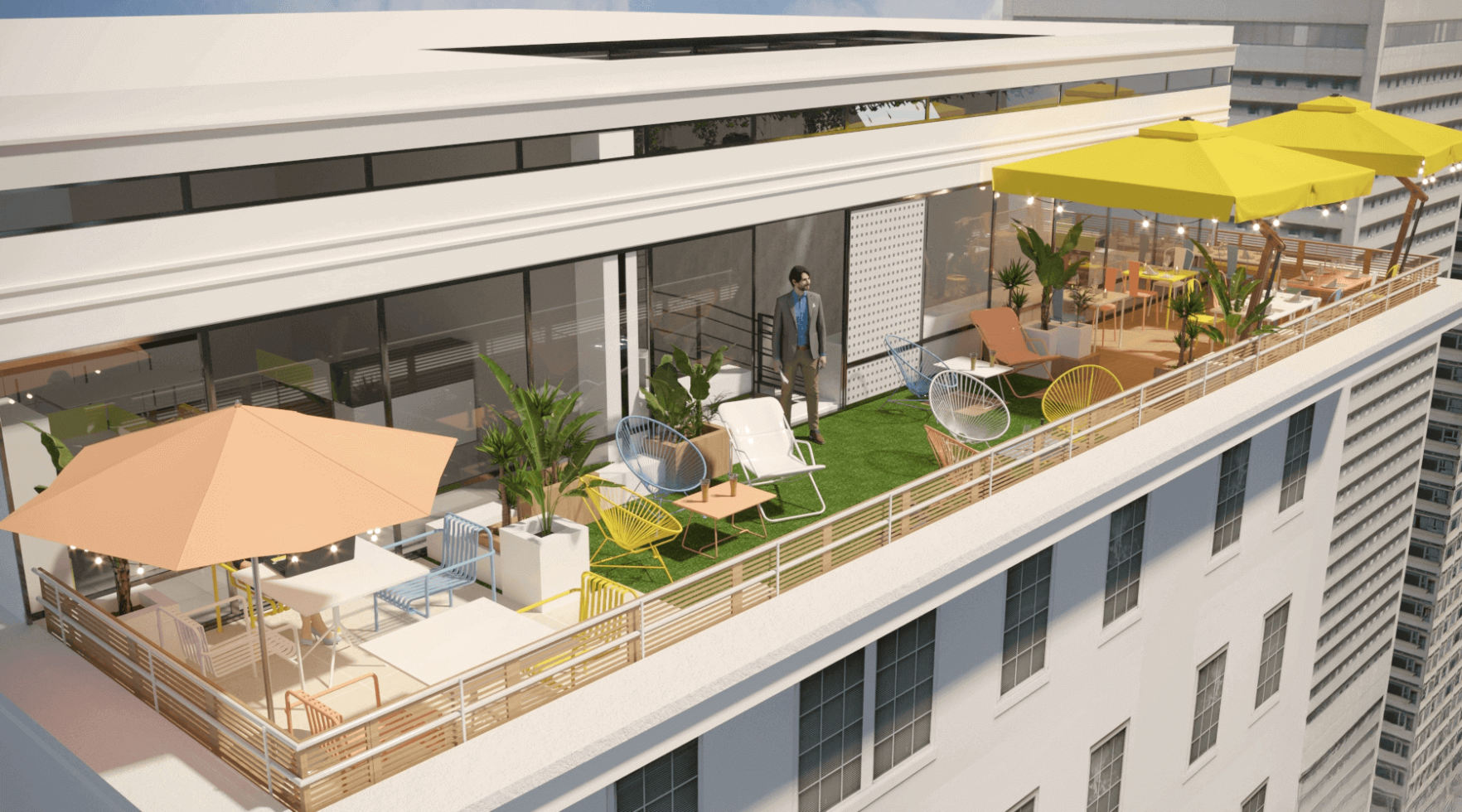 3D patio et terrasse en extérieur espace cosy by WENES Aménagement