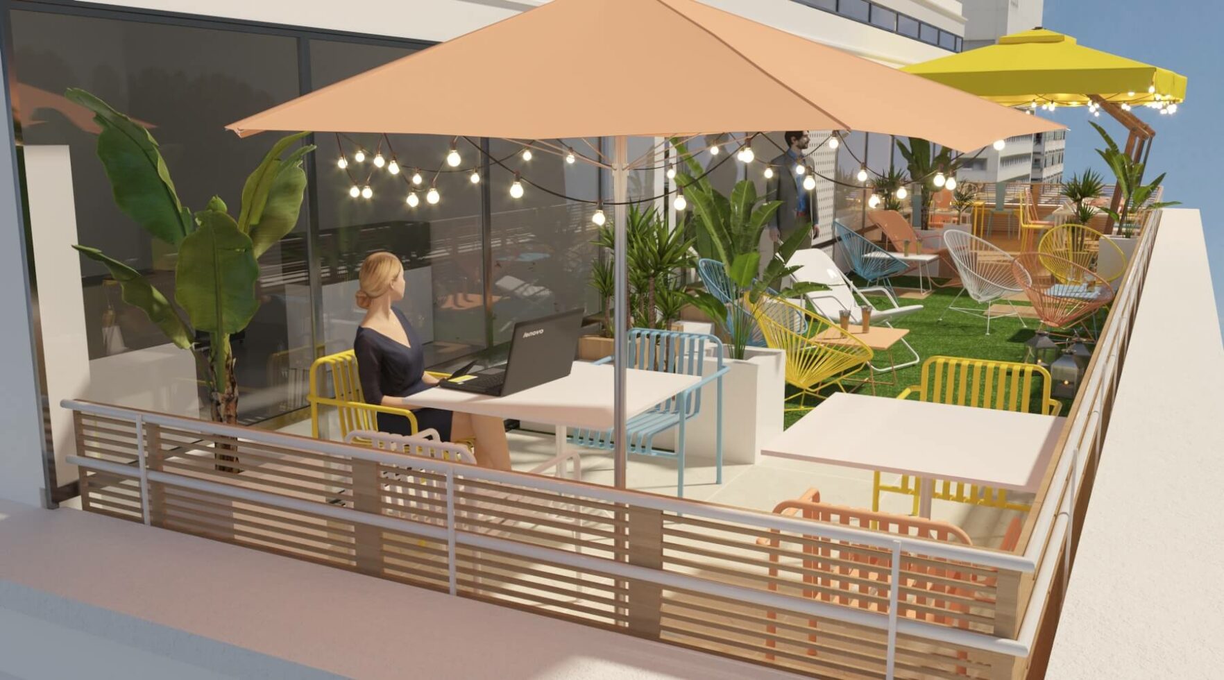 3D Vue de la terrasse de l'angle by WENES Aménagement