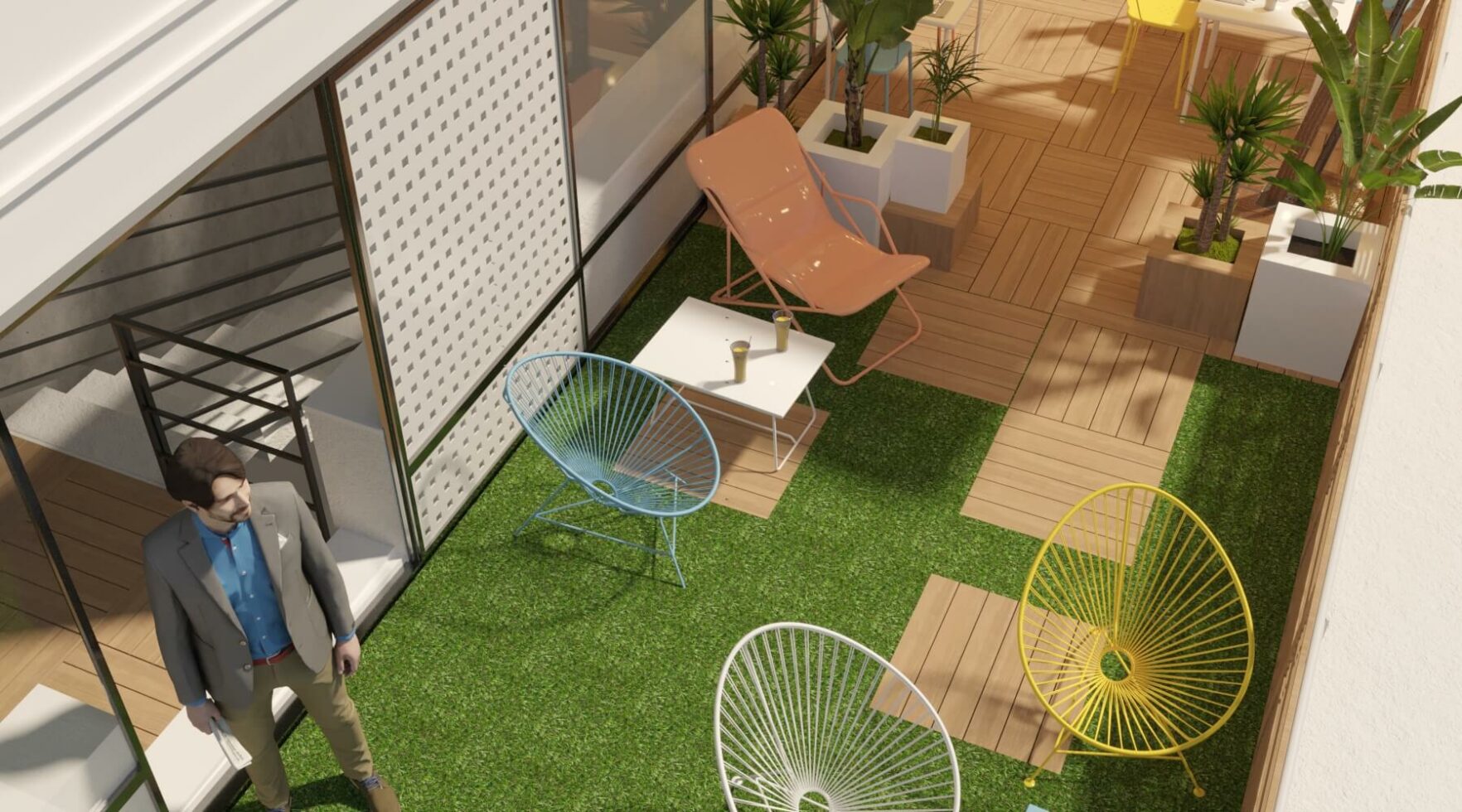 Vue d'intérieur du patio végétal, ambiance nature, chill by WENES Aménagement